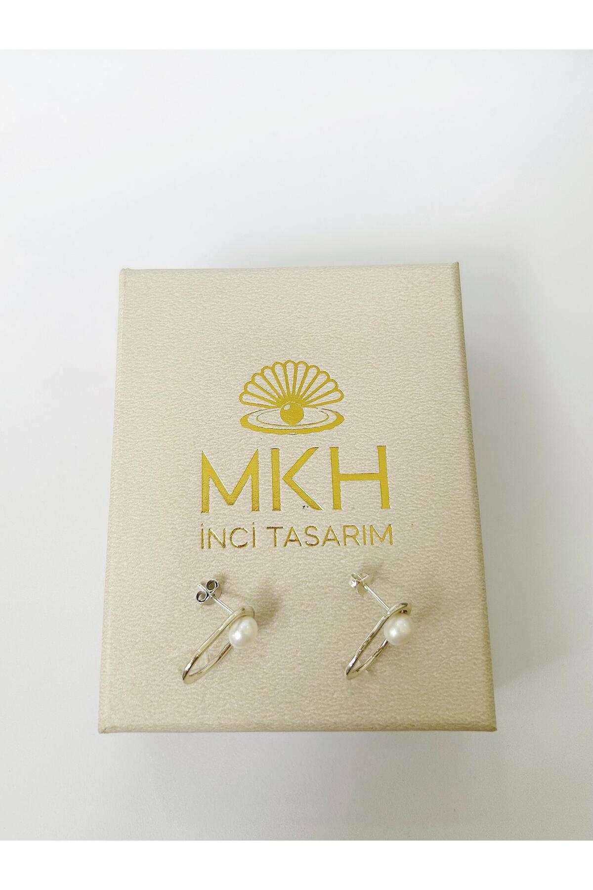 Gerçek İncili Zarif Desenli Gümüş Küpe / Hediye Küpe / Sevgiliye Hediye - 2