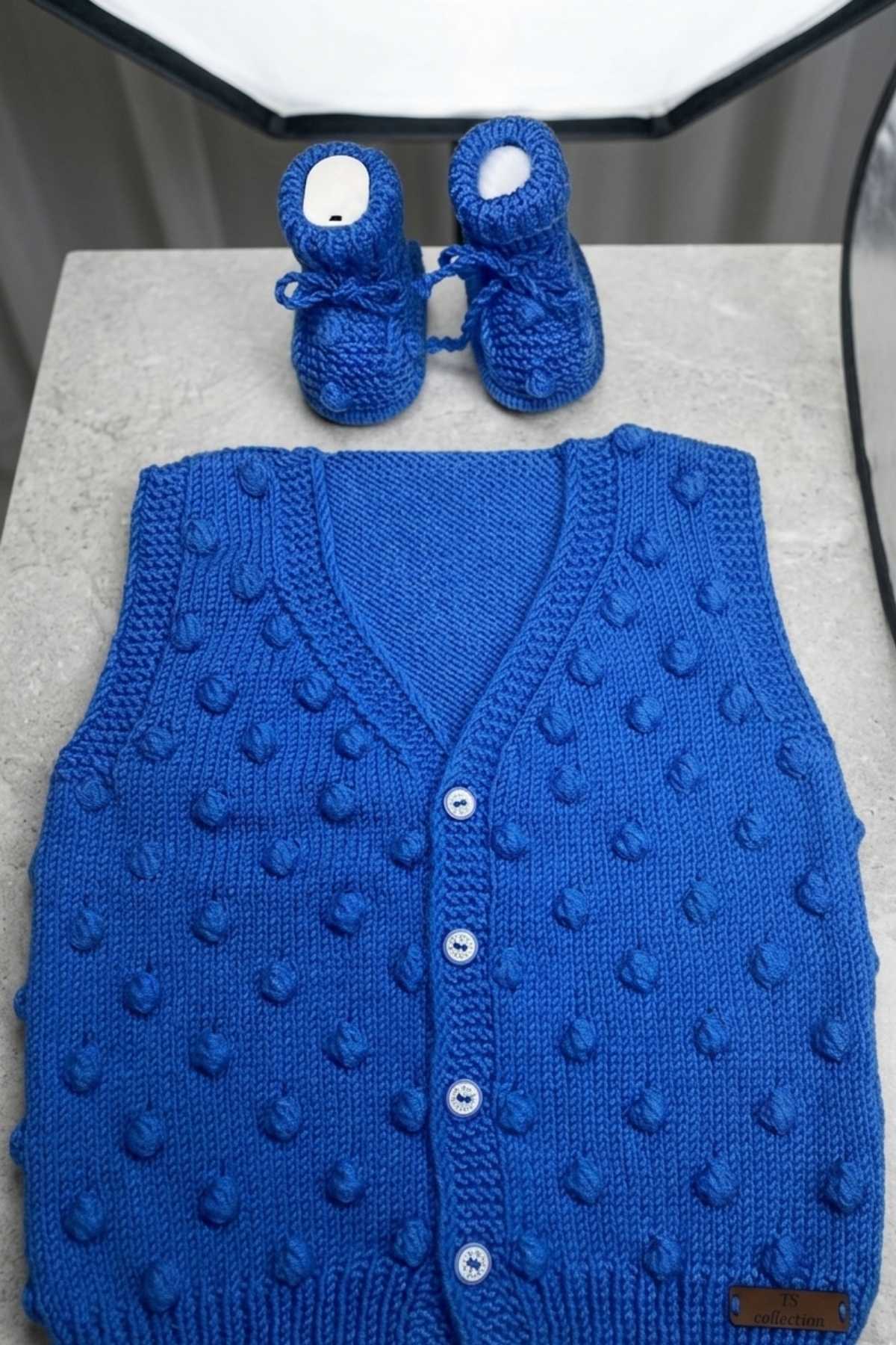 TS Collection El Örmesi Yelek ve Patik Seti || "Nako Elit Baby" ile örülmektedir fotoğrafı 3 (önizleme)