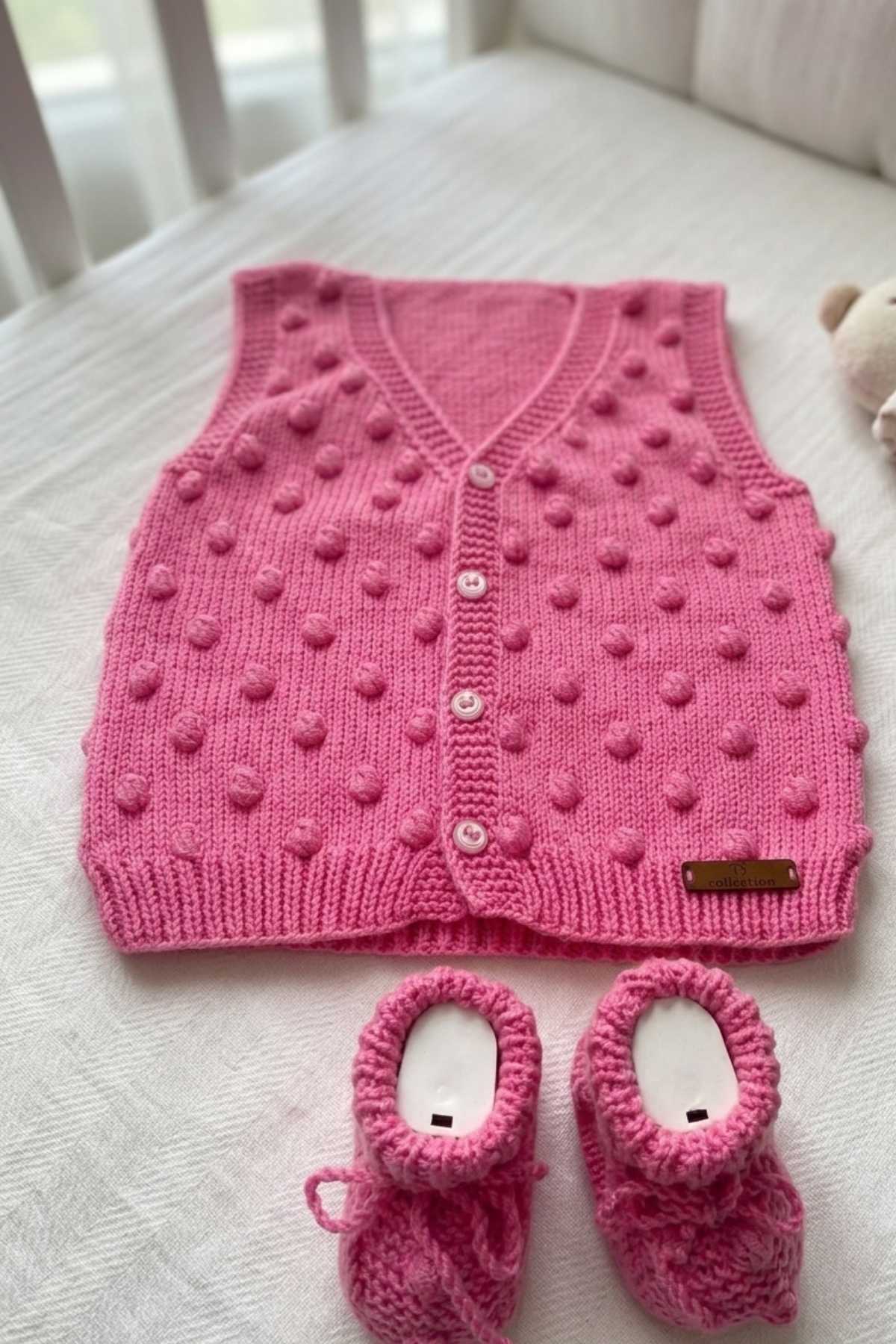 TS Collection El Örmesi Yelek ve Patik Seti || "Nako Elit Baby" ile örülmektedir fotoğrafı 2 (önizleme)