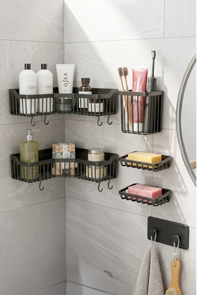 ATA HOME Banyor 6'lı Yapışkanlı Banyo Köşelik Seti Banyo Rafı, Banyo Düzenley...