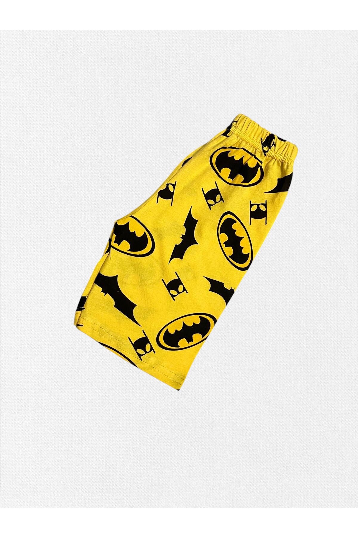 Fil Kids Erkek Çocuk Pamuklu Yazlık İnce Kumaş Sarı Renk Yarasa Desen Kısa Kollu Şortlu Yazlık Pijama Takımı fotoğrafı 5 (önizleme)