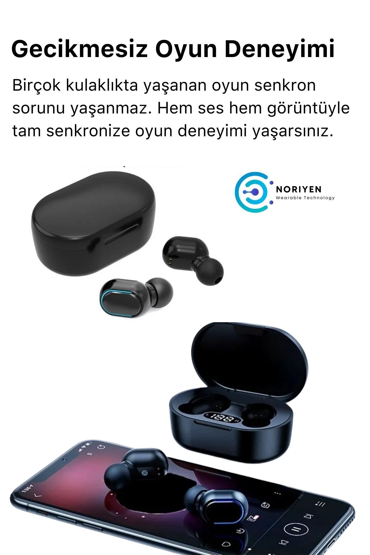 Yeni Nesil E7S Dots Full HD Stereo Ses Çift Mikrofonlu Extra Bass Kablosuz 5.0 Bluetooth Kulaklık