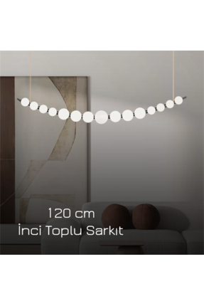 Monolux 125CM AKRİLİK KÜRE LED AVİZE SARKIT BEYAZ-RAL9003 SARI IŞIK-3000K