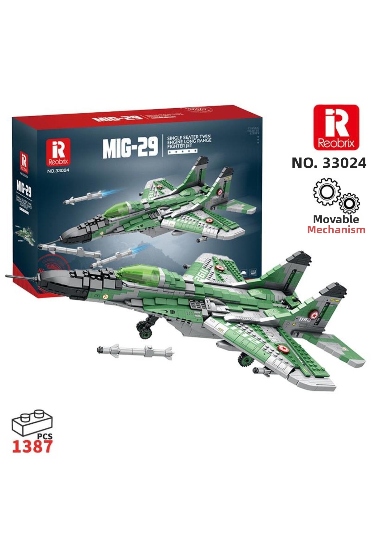 REOBRIX 33024 طائرة نفاثة سوفيتية من طراز ميكويان ميج-29، مجموعة مكعبات ...