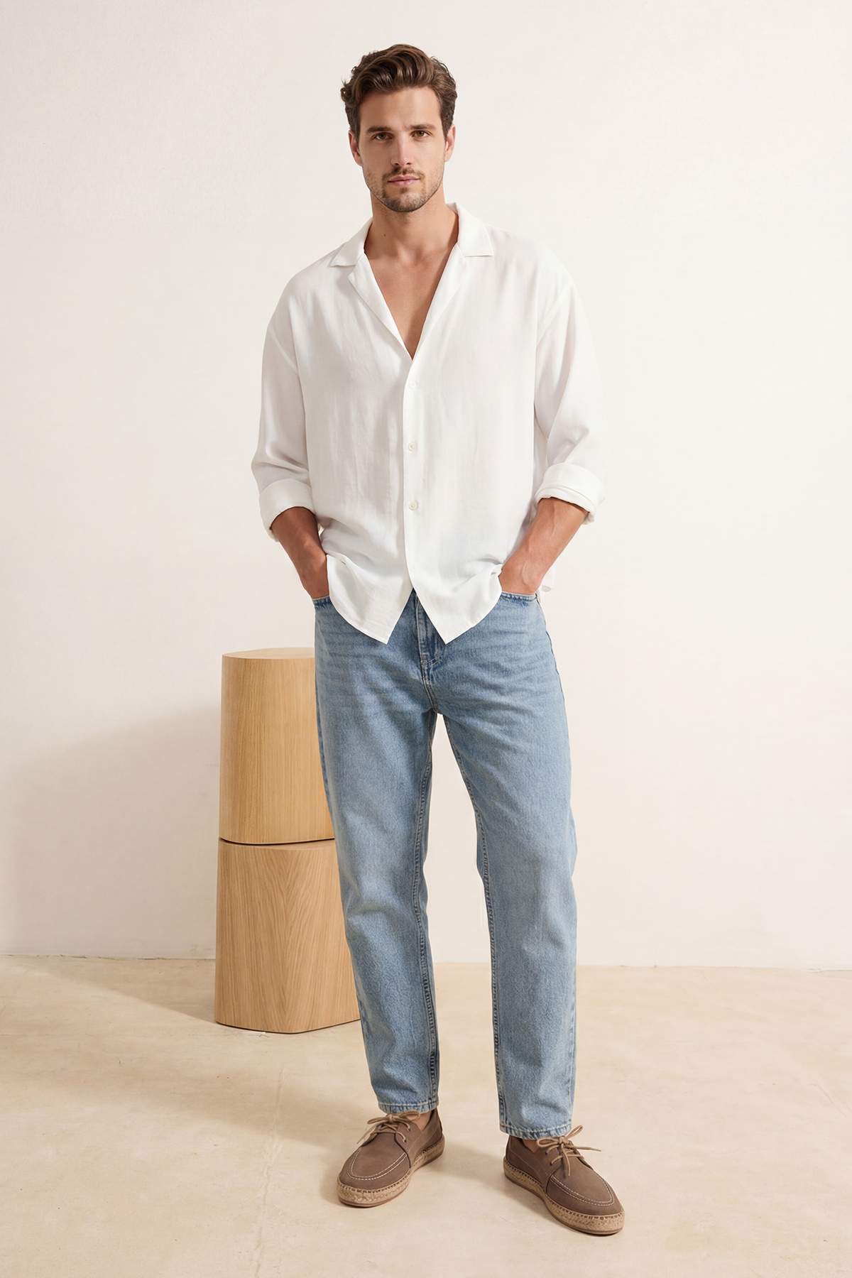 Trendyolmilla Man Açık Mavi Baggy/Geniş Kalıp Bol Kot Pantolon Jeans TMNAW24JE00027