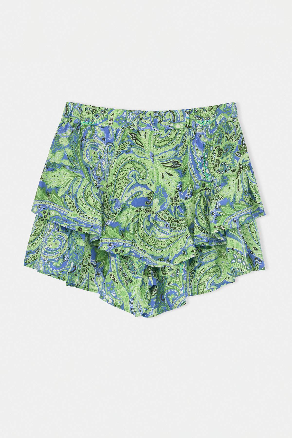 Trendyolmilla  Yeşil Şal Desenli Mini Dokuma Büyük Beden Şort TBBSS26AP00003 - Görsel 7