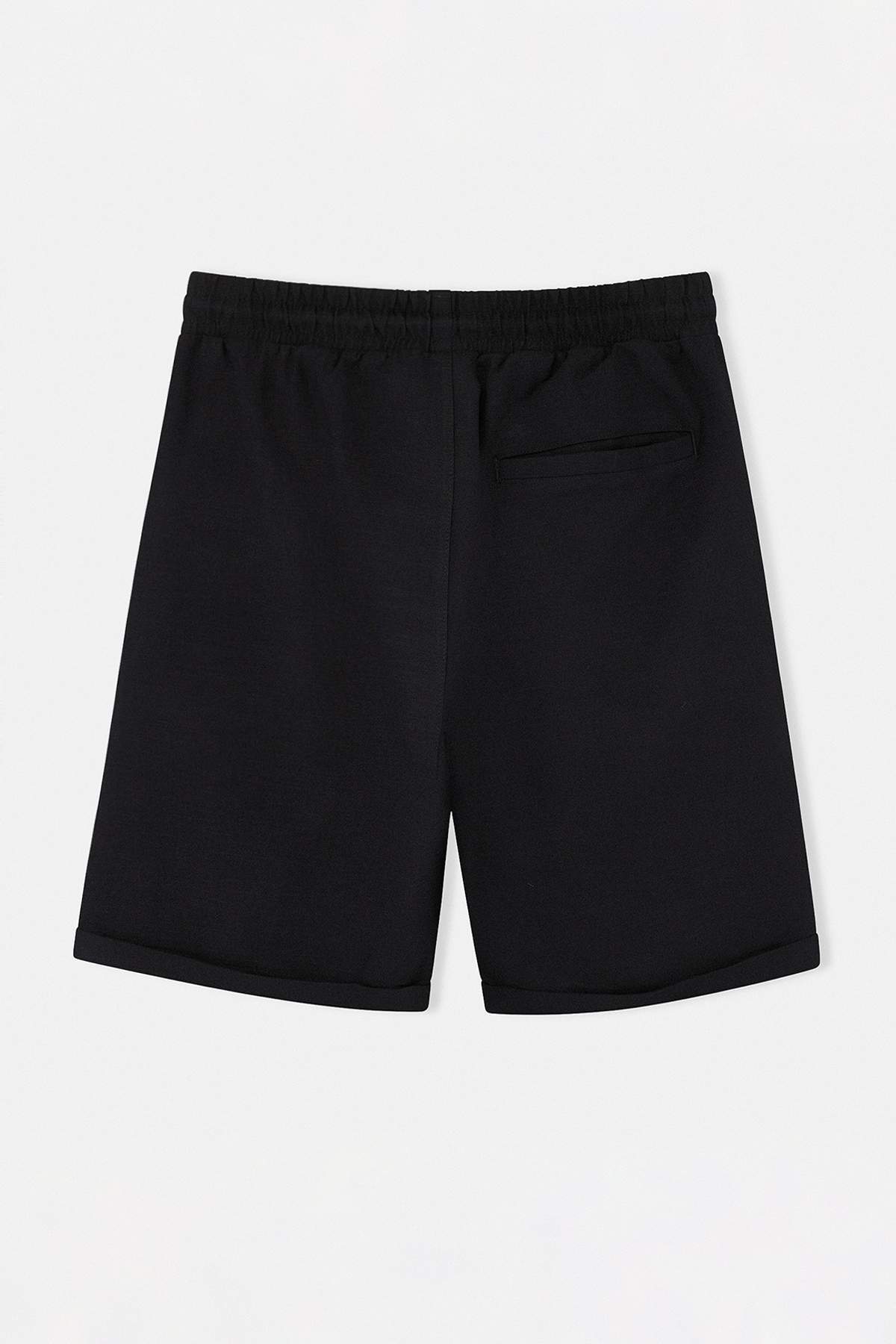 Trendyolmilla  Siyah Beli Lastikli Keten Görünümlü %100 Pamuk Dokuma Erkek Şort & Bermuda TMNSS26SR00008 - Görsel 7