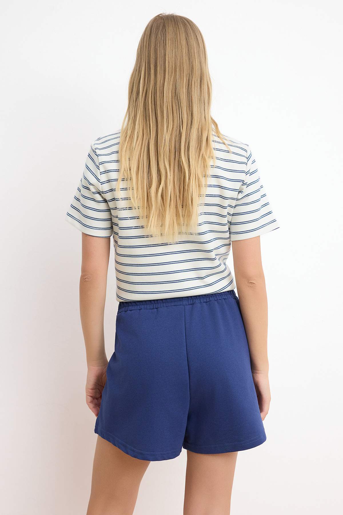 Trendyolmilla  Sarı-Lacivert2'li Paket Relaxed-Rahat Kalıp Kısa Esnek Örme Şort&Bermuda TWOSS25SR00084 - Görsel 4