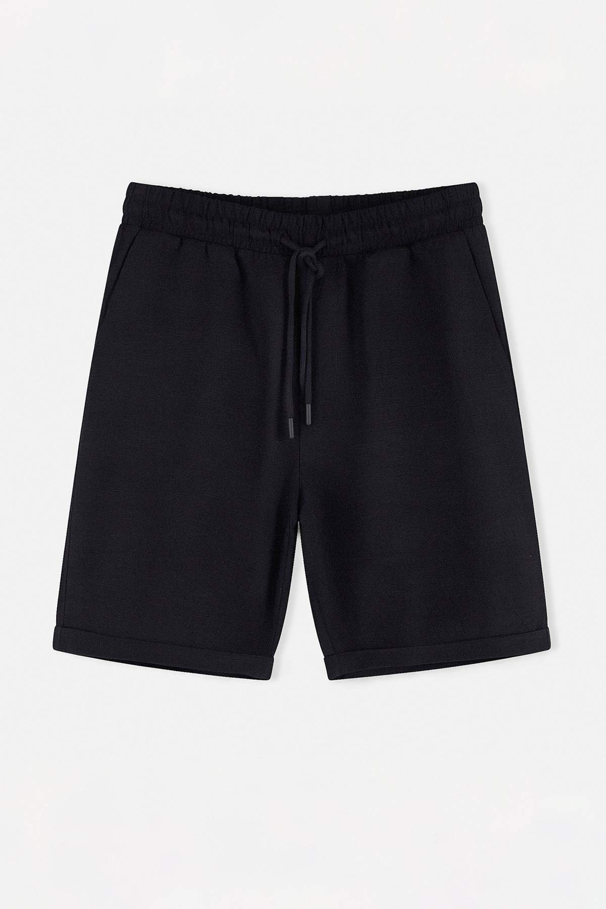 Trendyolmilla  Siyah Beli Lastikli Keten Görünümlü %100 Pamuk Dokuma Erkek Şort & Bermuda TMNSS26SR00008 - Görsel 5