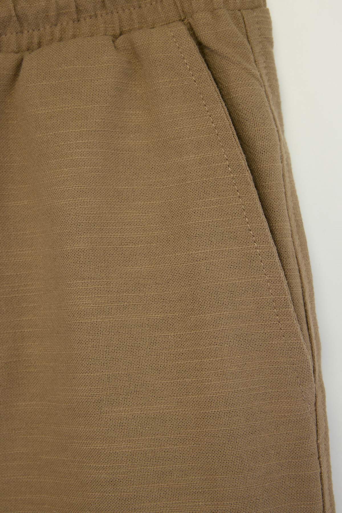 Trendyolmilla  Vizon Beli Lastikli Keten Görünümlü %100 Pamuk Dokuma Erkek Şort & Bermuda TMNSS26SR00008 - Görsel 5