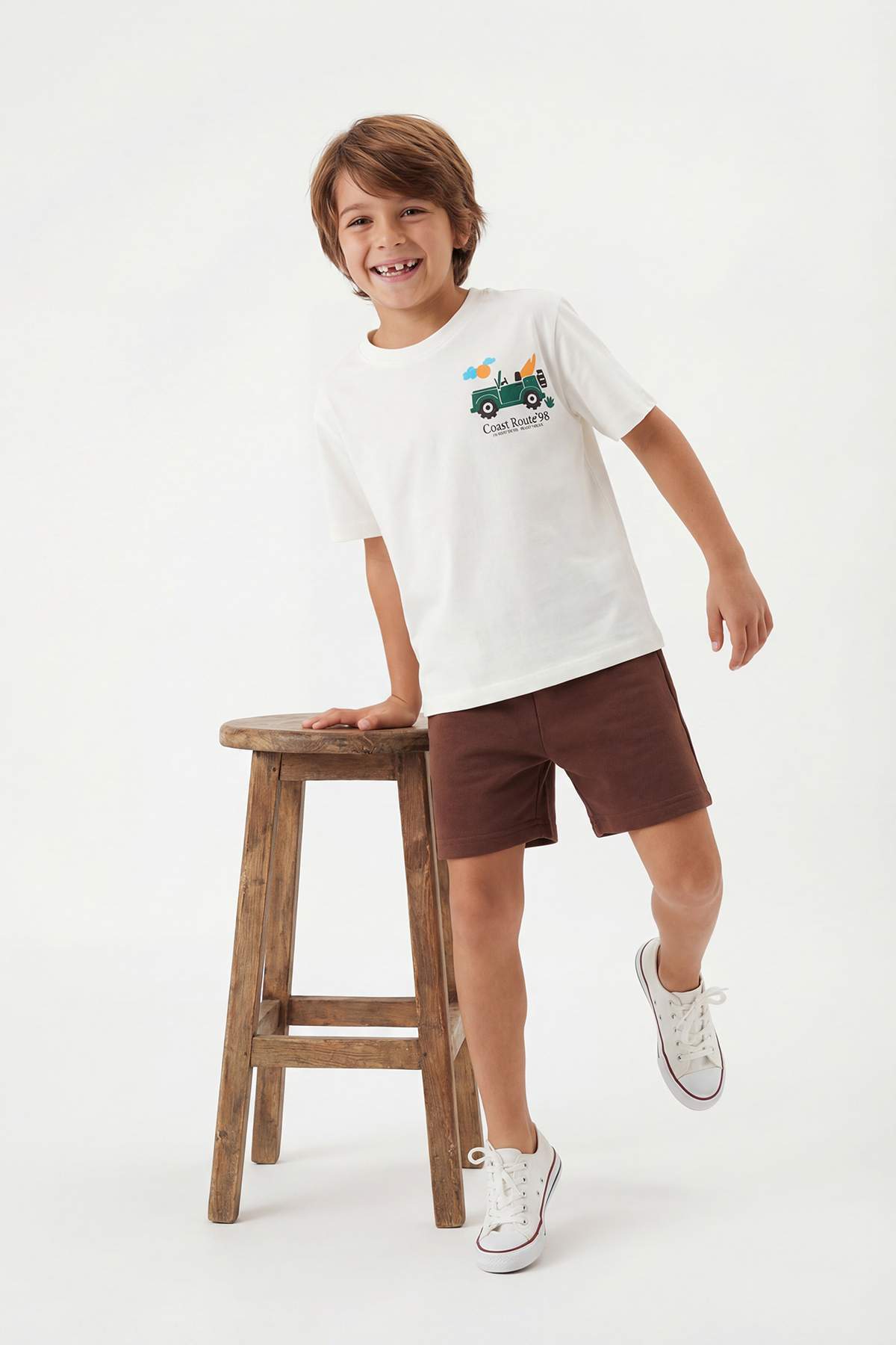 Trendyolmilla Kids Ekru Çizgili Erkek Çocuk Örme Alt - Üst Takım TKDSS26AU00040