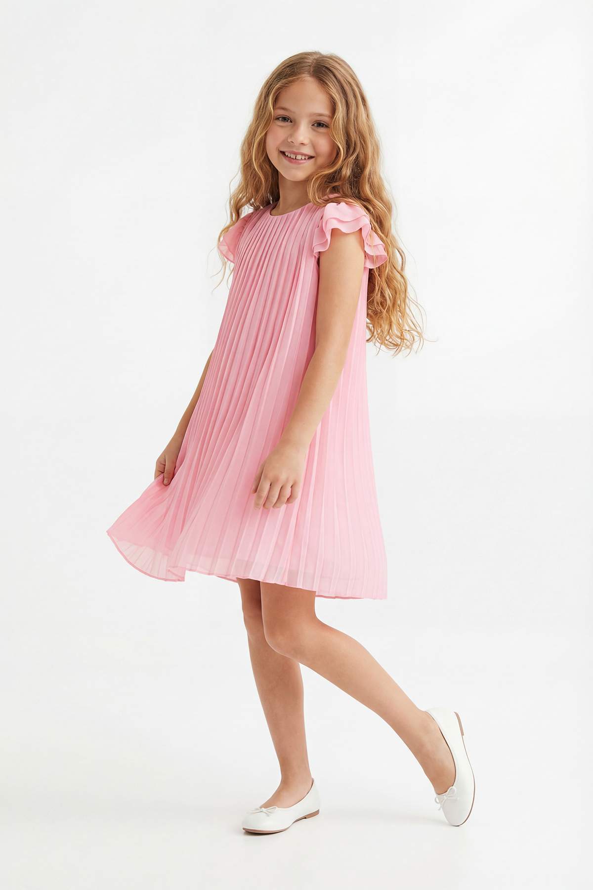 TRENDYOLKIDS Рожева дитяча шифонова святкова сукня TKDSS26EL00027