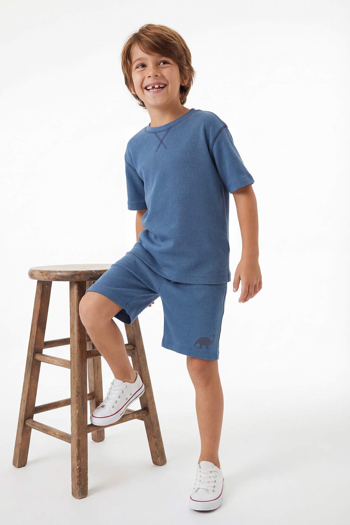 TRENDYOLKIDS Indigo Boy 100% bawełny podstawowy krótki rękaw dzianinowy T-shi...