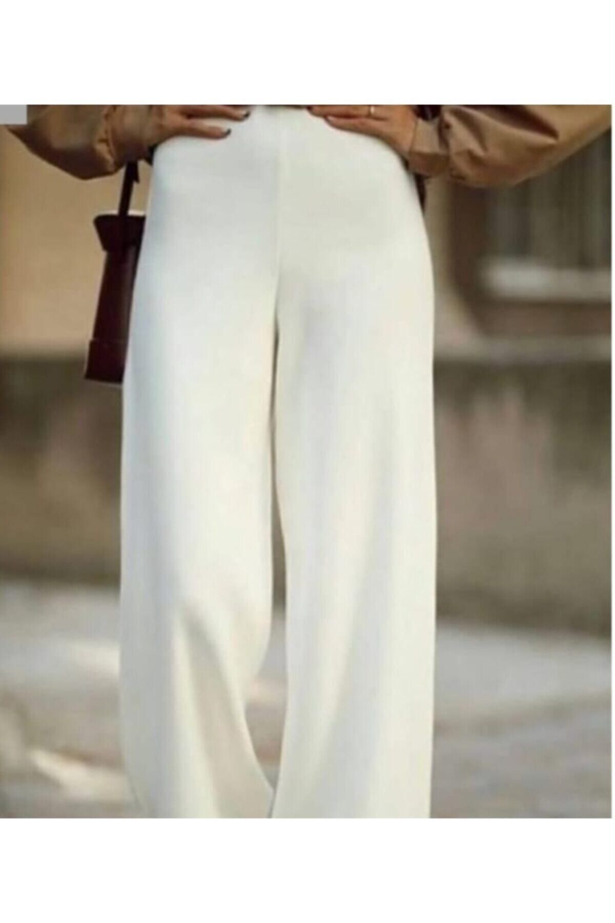 Women's Steel Knitwear Cream Pants