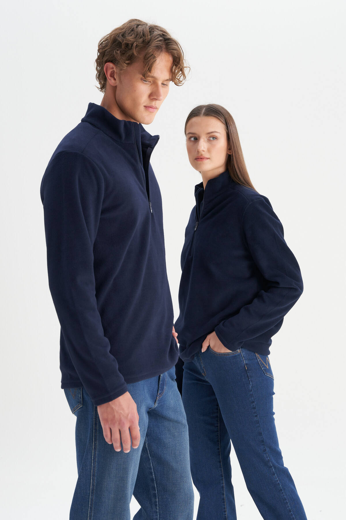 AC&Co / Altınyıldız Classics Erkek Lacivert Anti-pilling Tüylenme Yapmayan Standart Fit Bato Yaka Soğuk Geçirmez Polar Sweatshirt görsel 5