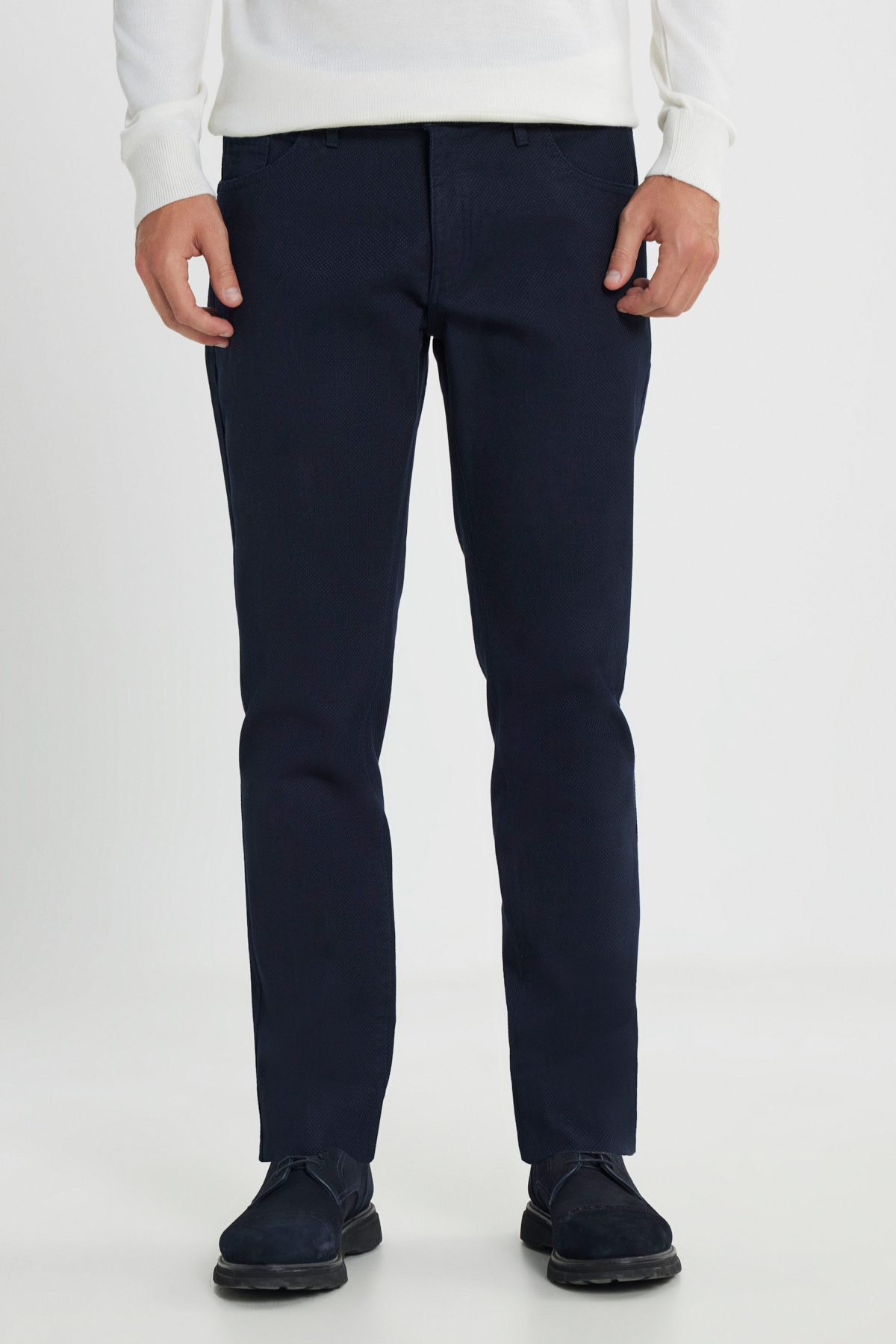ALTINYILDIZ CLASSICS Erkek Lacivert Slim Fit Dar Kesim Pamuklu Esnek Armürlü 5 Cep Pantolon — سرمهای ACE012510147