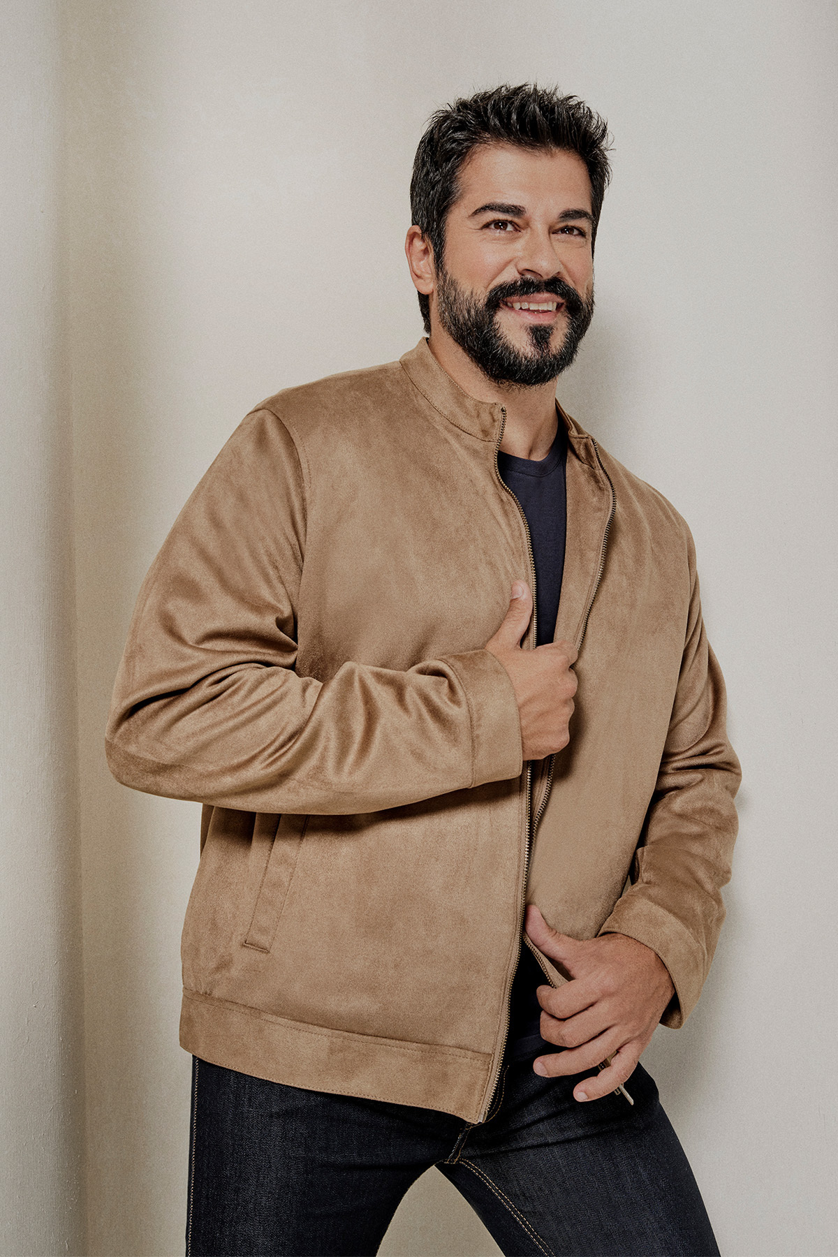 AC&Co / Altınyıldız Classics  Erkek Bej Standart Fit Normal Kesim Dik Yaka Süet Ceket Mont - Görsel 3