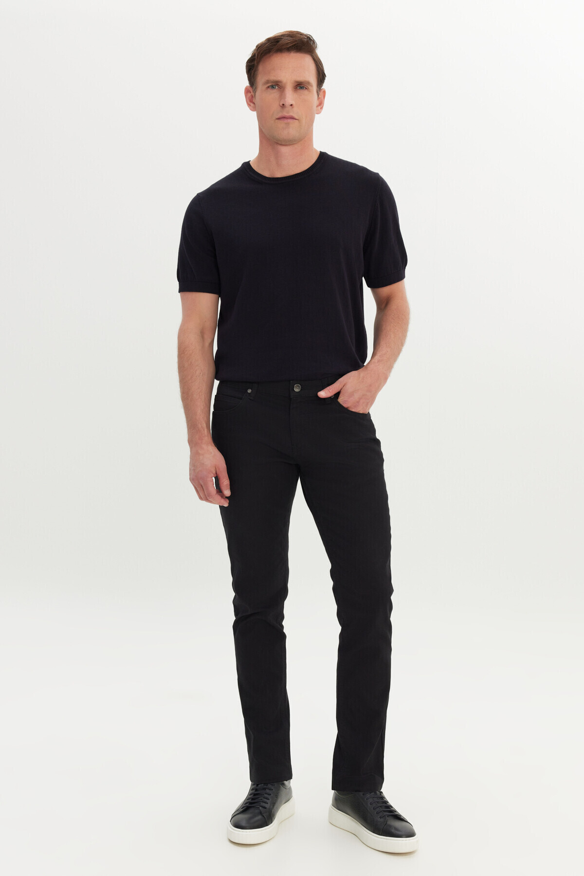 AC&Co / Altınyıldız Classics  Erkek Siyah Diz İzi Yapmayan 360 Derece Her Yöne Esneyen Slim Fit Diagonal Desenli Esnek Pantolon - Görsel 6