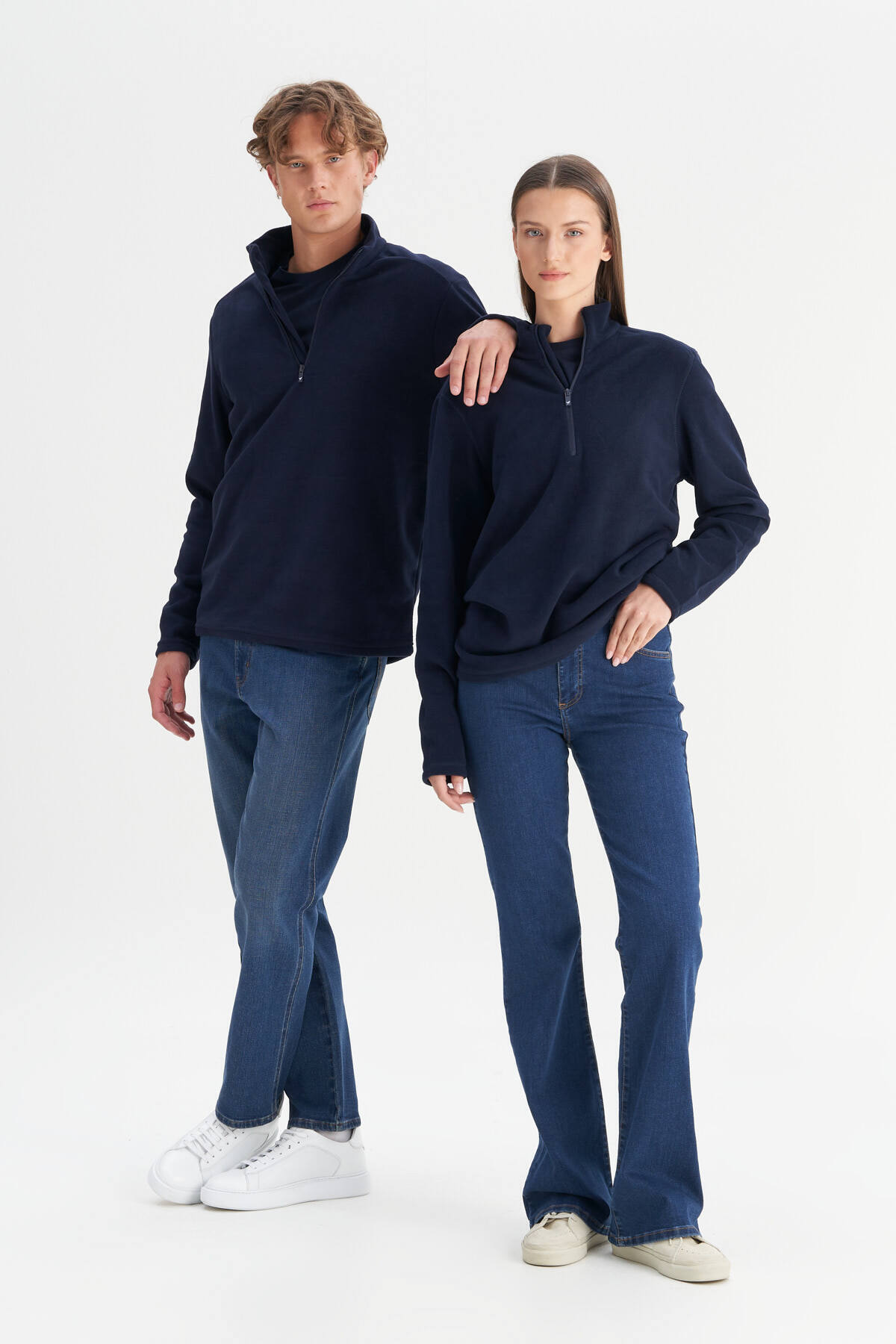 AC&Co / Altınyıldız Classics Erkek Lacivert Anti-pilling Tüylenme Yapmayan Standart Fit Bato Yaka Soğuk Geçirmez Polar Sweatshirt görsel 3