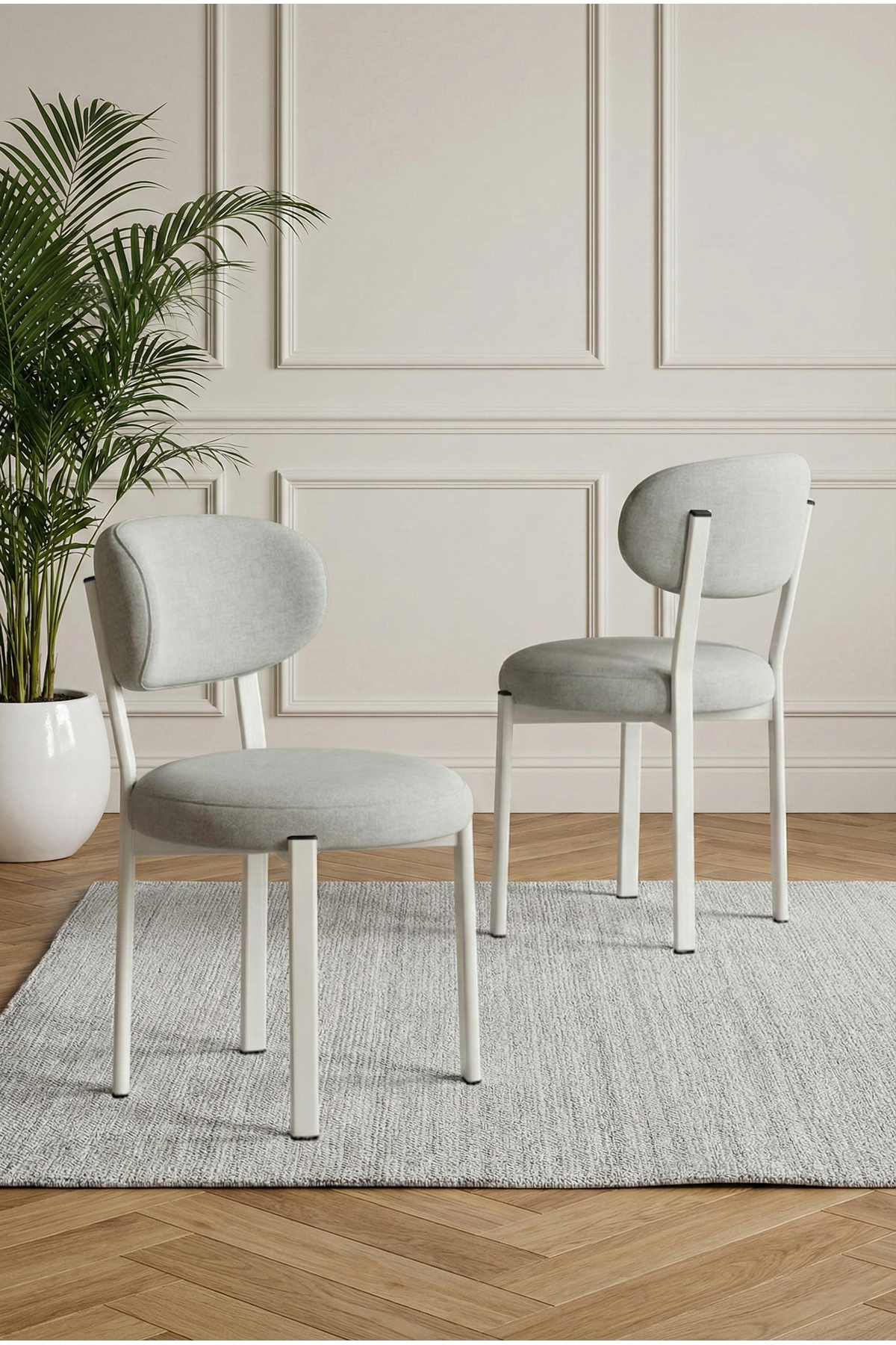 Puffy Series 1 Pc Kitchen Lounge Chair Baby Face Fabric Wipeable Metal Skeleton LIGHT GRAY