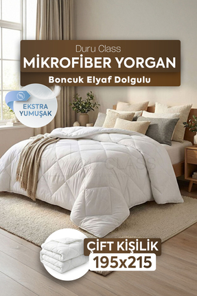DuruClassHome Çift Kişilik Mikrofiber Yorgan Ekstra Yumuşak Boncuk Elyaf 195x...