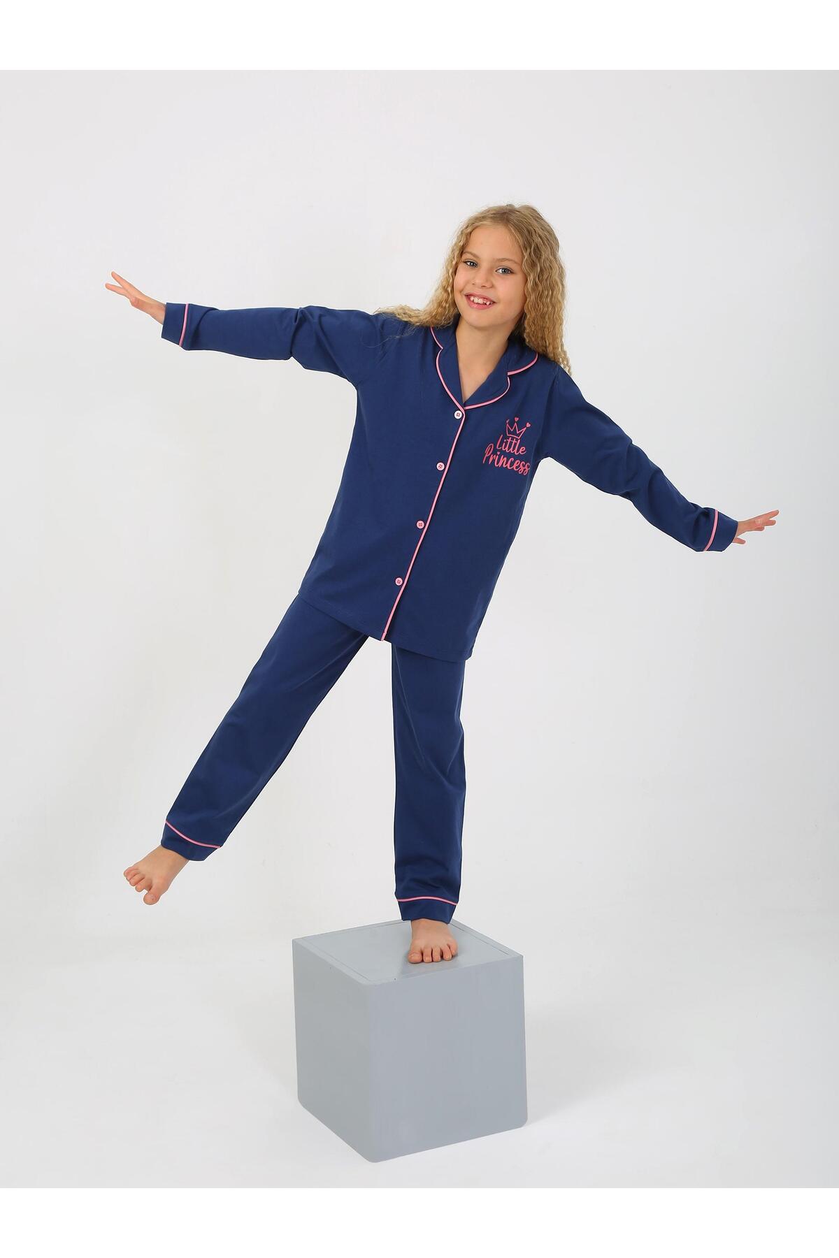 vitmo Kız Çocuk Uzun Kollu %100 Pamuklu Pijama Takımı Little Princess fotoğrafı 2 (önizleme)