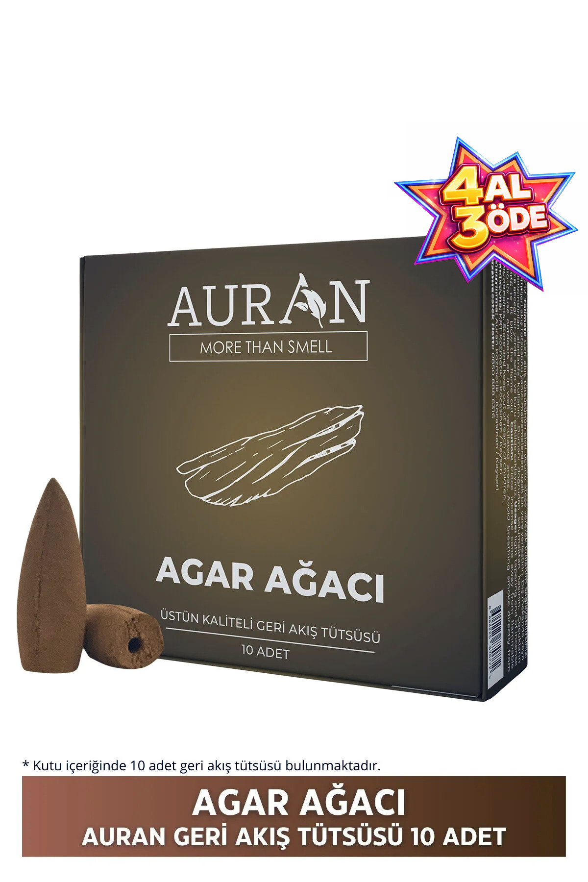 Agar Wood Scented Backflow Incense conical Incense Agar Wood Backflow Incense Cones 10 Pcs
