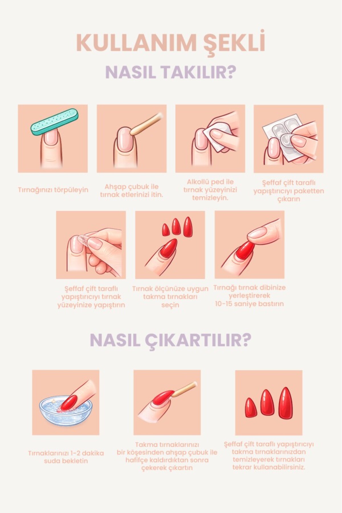 Takma Tırnak Seti & Zararsız Yapıştırıcı, Cat Eye POPBeauty10141 — قرمز POPCATEYE — تصویر 6 از 7