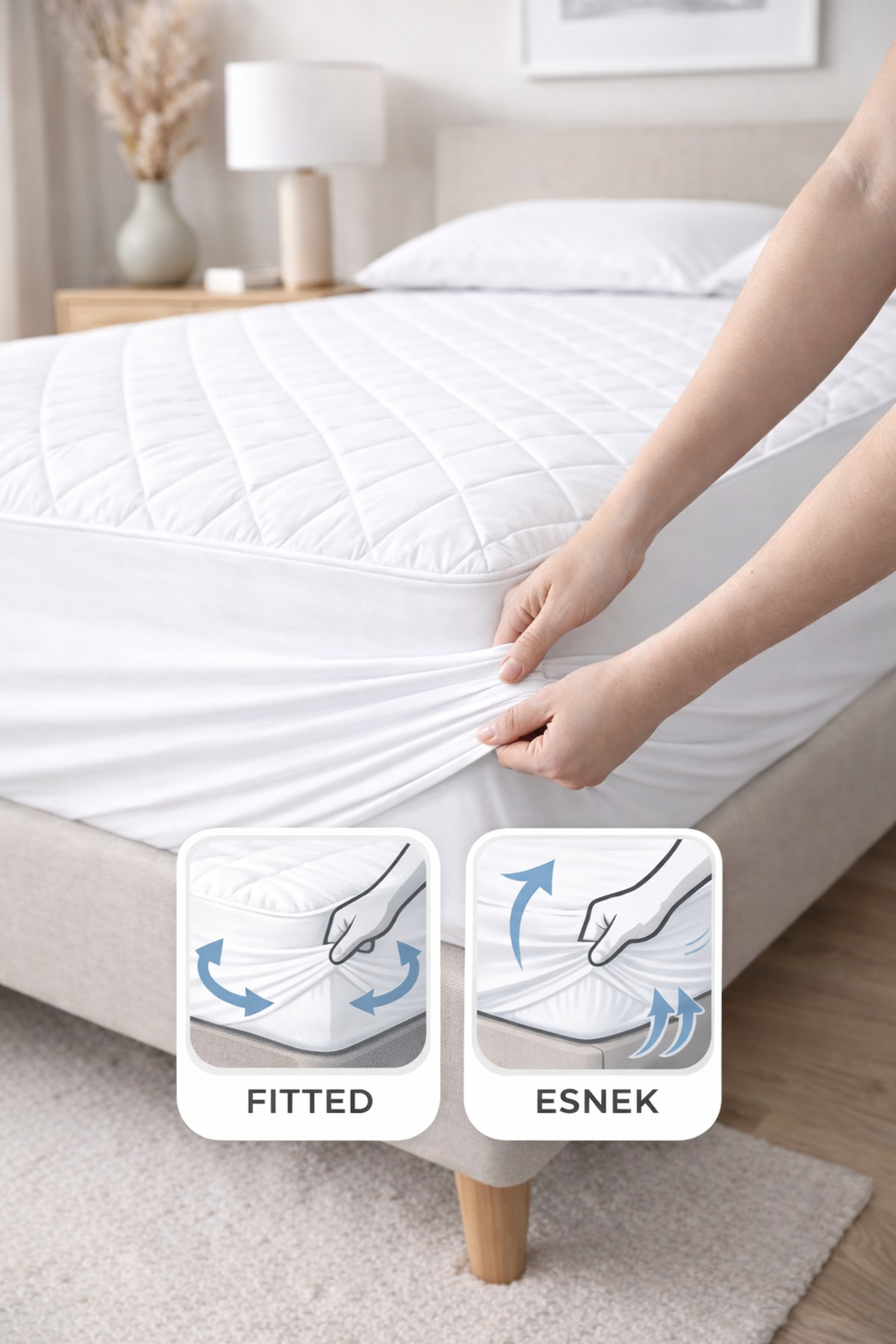 Formeya Adelya Kapitone Fitted Full Kenar Su Sıvı Geçirmez Alez Yatak Koruyucu Tek Çift Battal fotoğrafı 2 (önizleme)