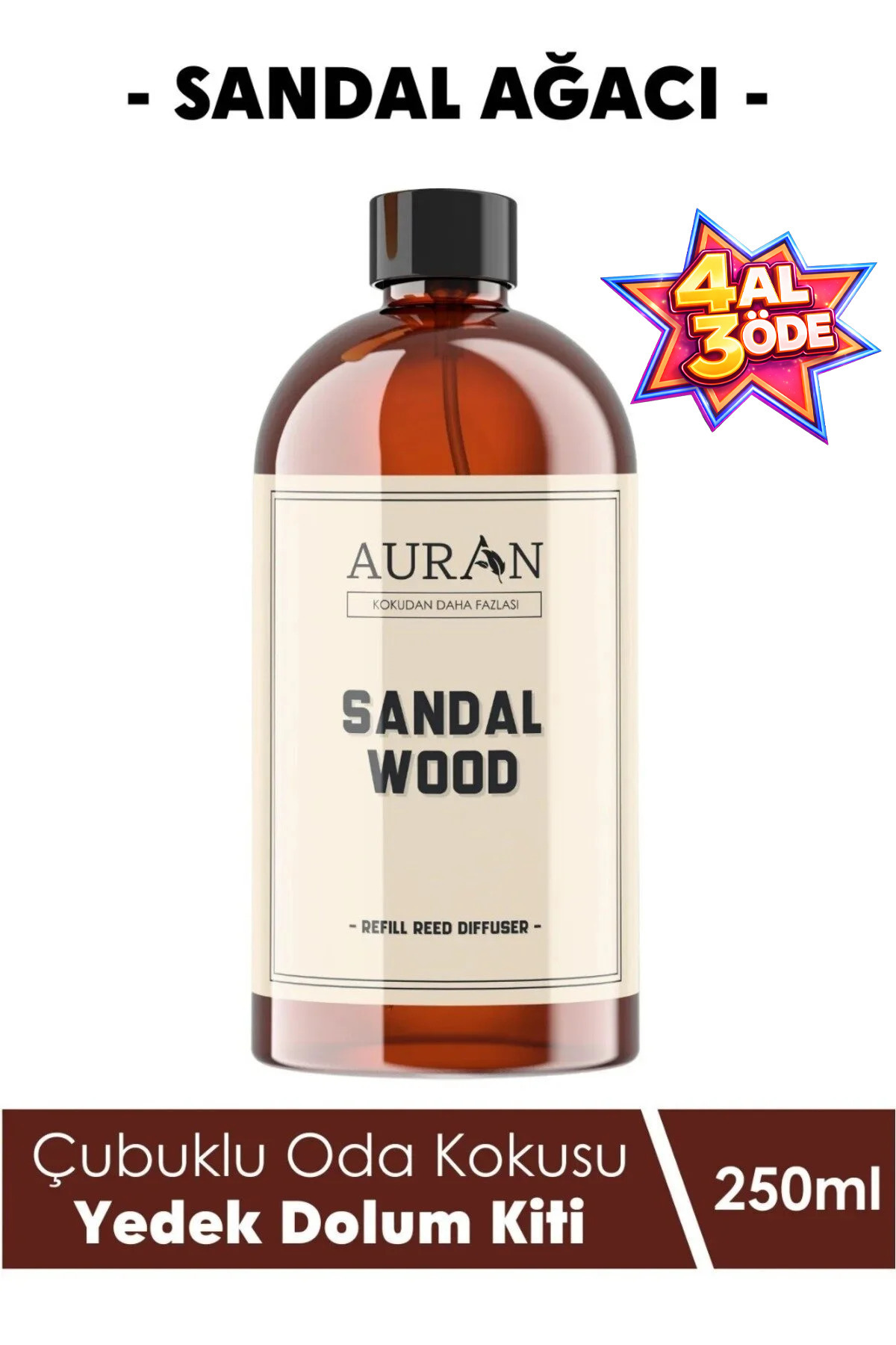 Sandalwood Stick Room & Ambient Fragrance Replacement Refill Kit Replacement Bottle Sandalwood Refill 250ml