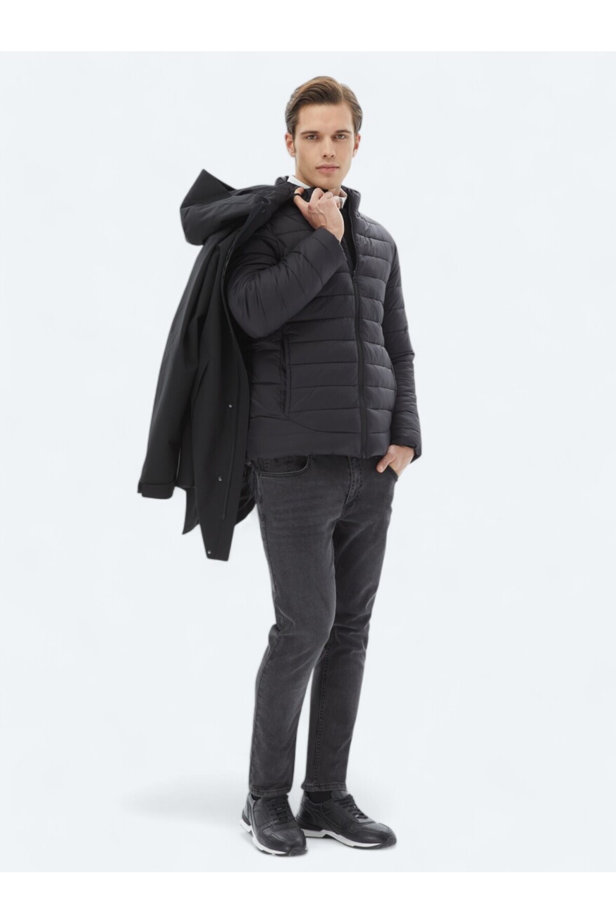 Kip  Siyah Regular Fit Kelebek Yaka Casual Dokuma Kaban - Görsel 5