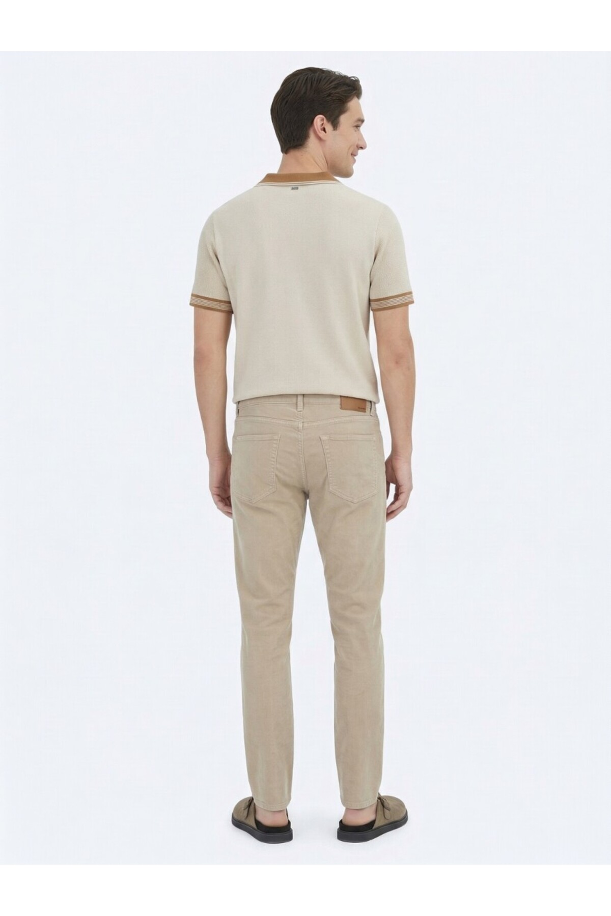 Kip  Bej Polo Yaka Desenli Triko - Görsel 4