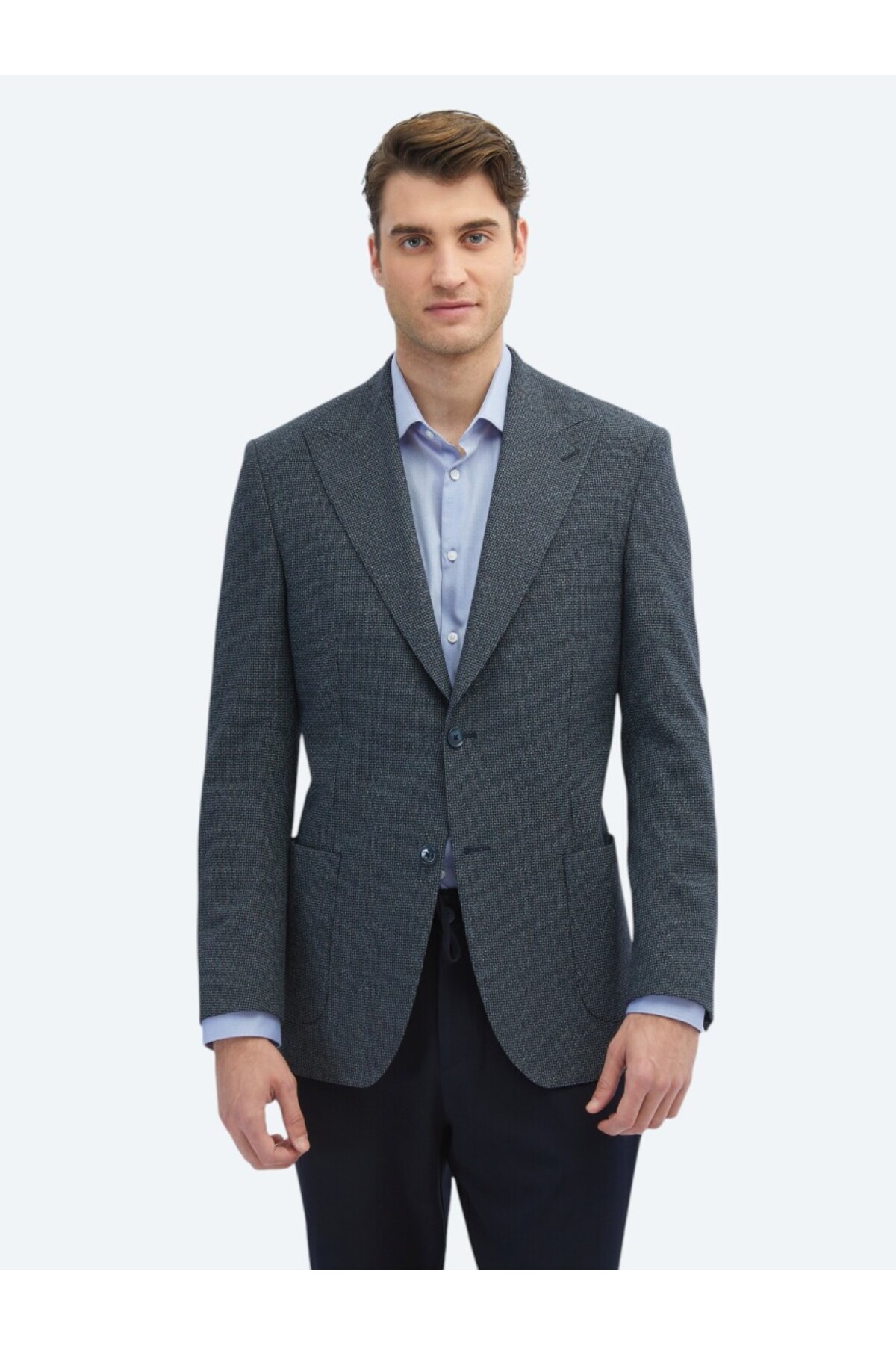 Kip  İndigo Desenli Modern Fit Ceket