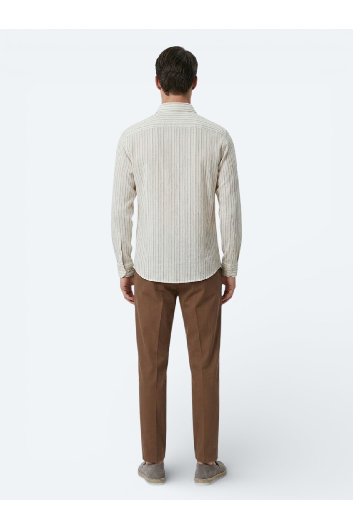 Kip  Bej Baskılı Regular Fit Dokuma Casual Gömlek - Görsel 6