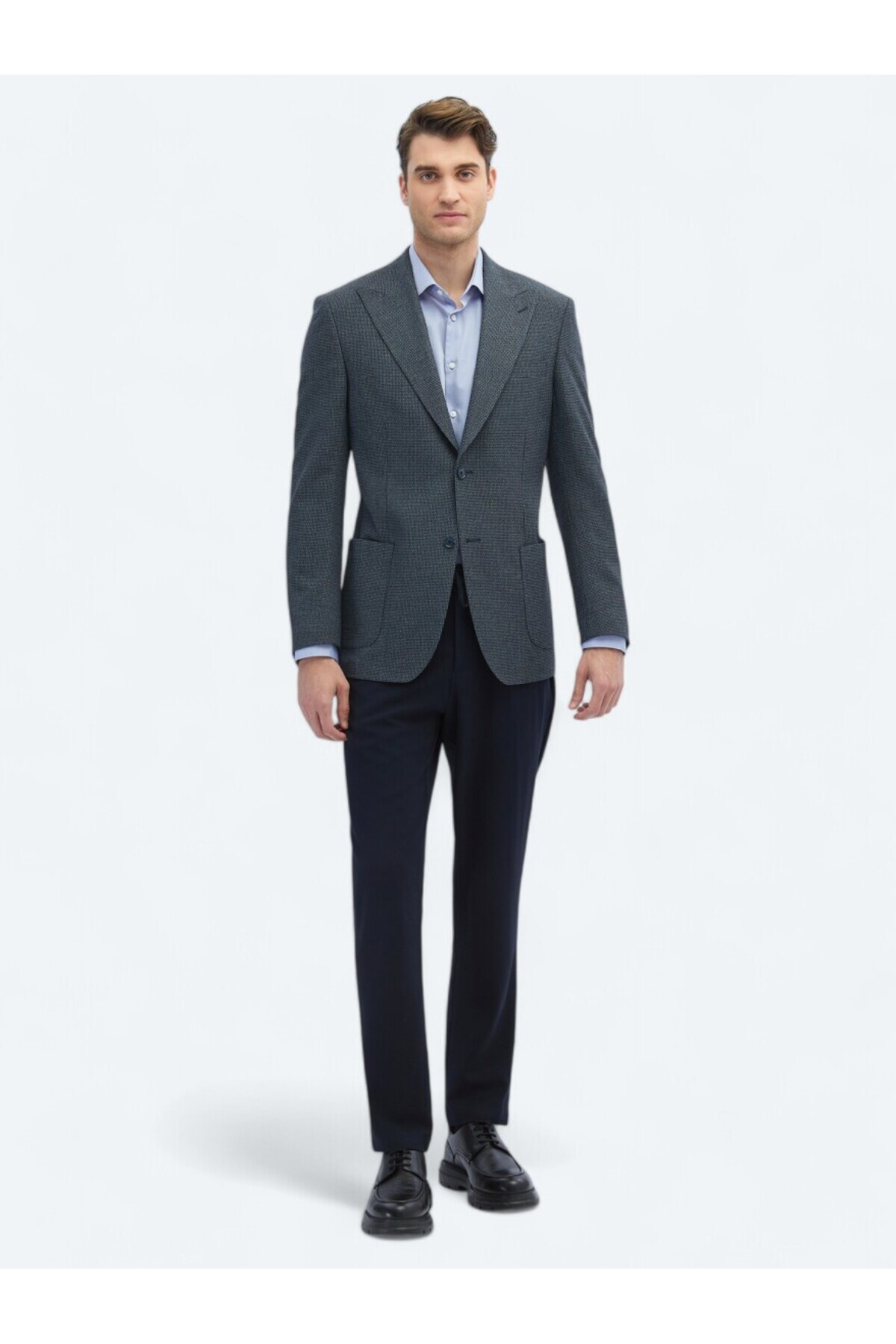 Kip  İndigo Desenli Modern Fit Ceket - Görsel 2