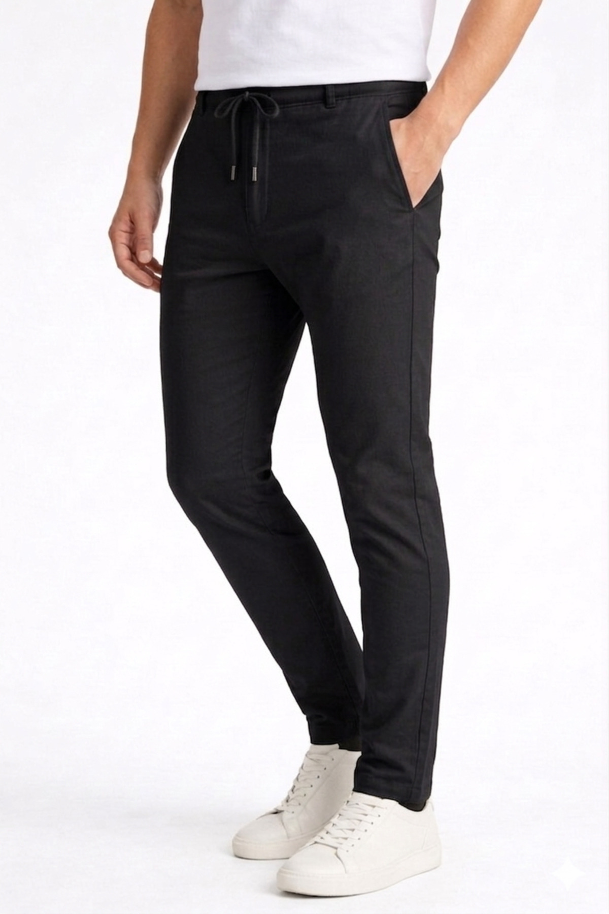 Bürke  Erkek Siyah Renk Bel Lastikli Likralı Esnek Slimfit Pantolon - Görsel 3