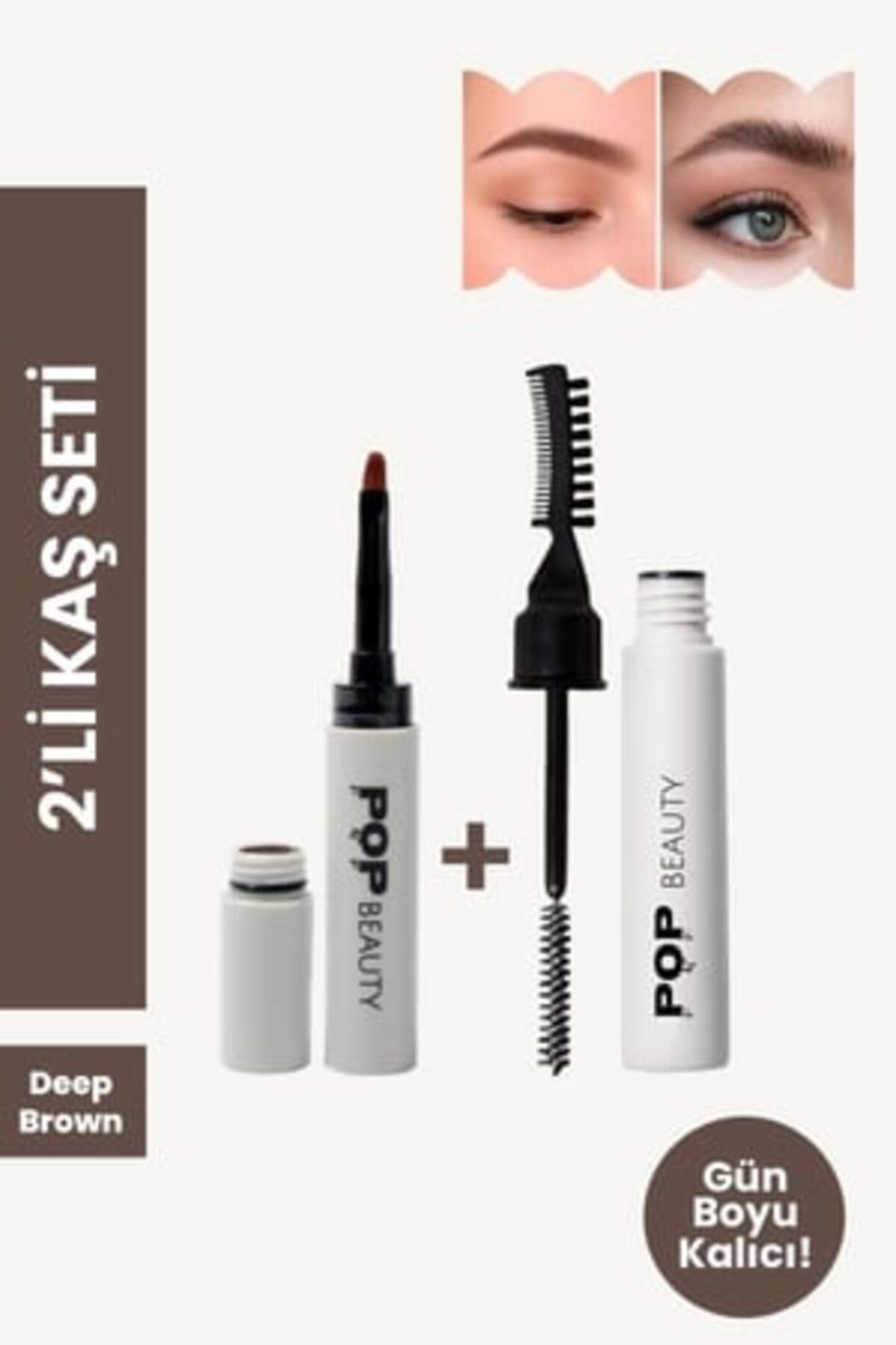POP Beauty Kaş Sabitleyici Ve Şekillendirici & Kaş Pomadı, 2'li Kaş Bakım Seti — قهوه‌ای TYBKaşset170414555