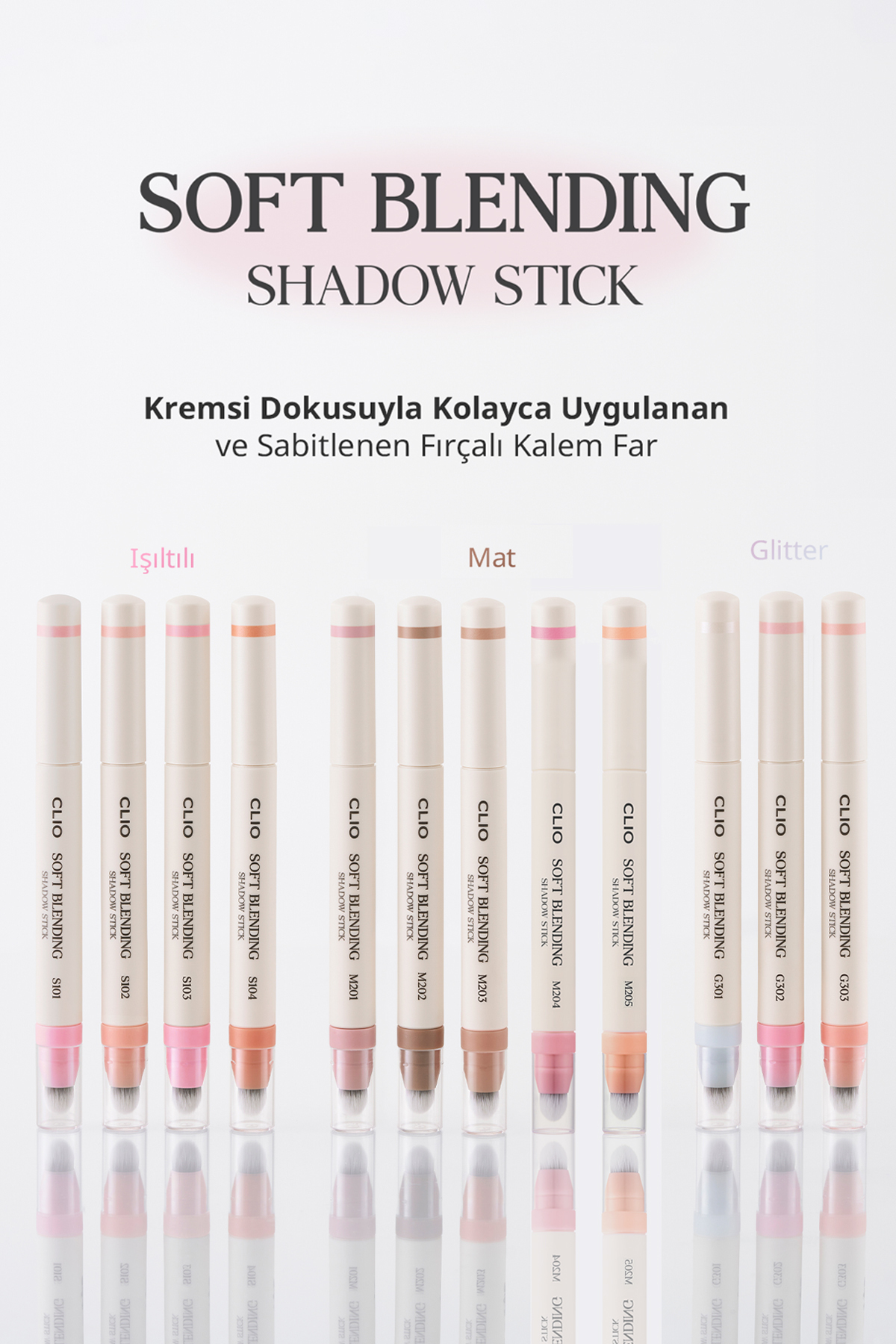 Kremsi, Kolayca Uygulanan ve Sabitlenen Fırçalı Kalem Far Soft Blending Shadow Stick (G301) — سفید 111656 — تصویر 8 از 9