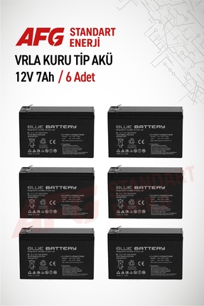 Blue Battery 6 ADET 12 VOLT 7 AMPER KURU TİP AKÜ 12 V 7 AH BL