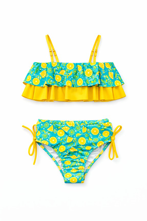 Beniizle Limon Desenli Kız Çocuk Bikini Takımı