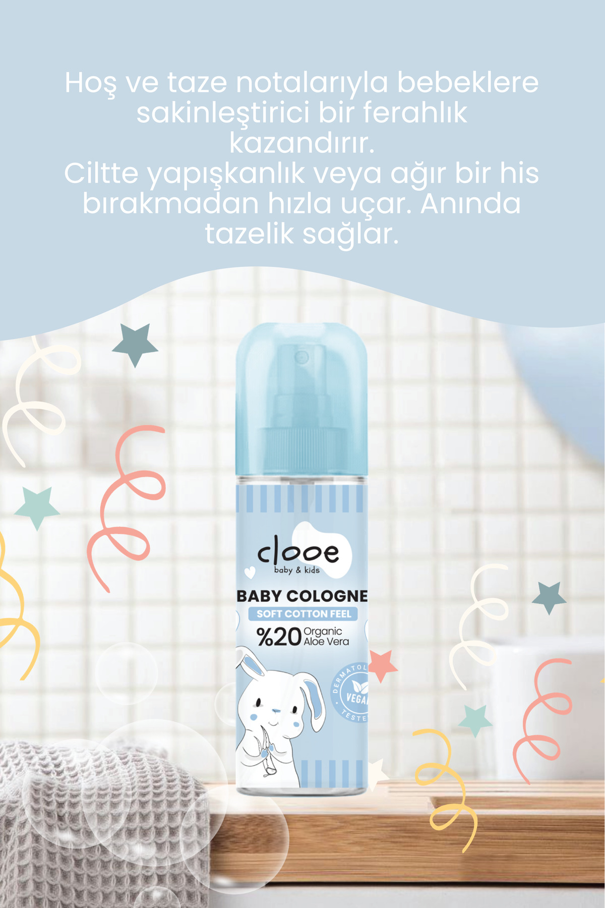 4'lü Bebek Kolonyası Soft Cotton Feel 150 ml - Pamuk Esintili - Organik Aloe Vera Özlü - Vegan - Hızlı Kuruyan — PKA039 — تصویر 4 از 4