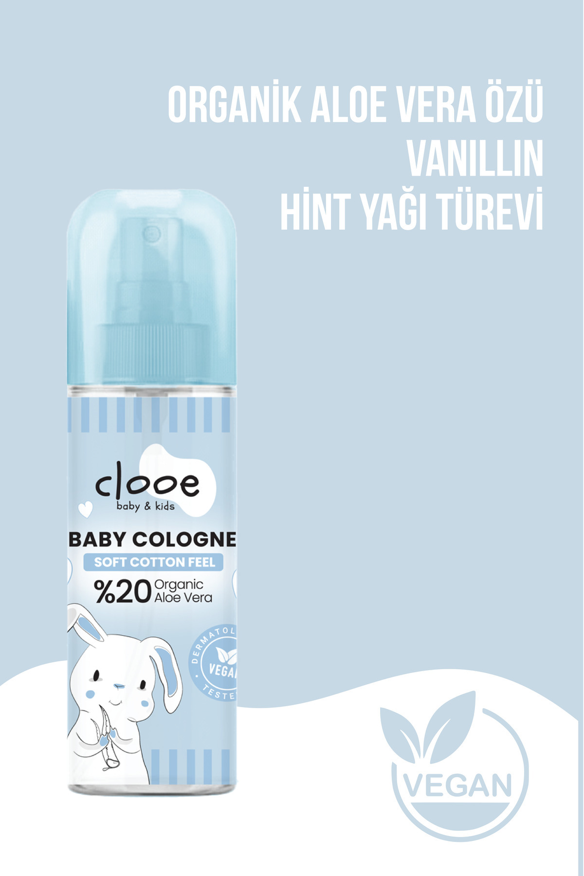 4'lü Bebek Kolonyası Soft Cotton Feel 150 ml - Pamuk Esintili - Organik Aloe Vera Özlü - Vegan - Hızlı Kuruyan — PKA039 — تصویر 3 از 4