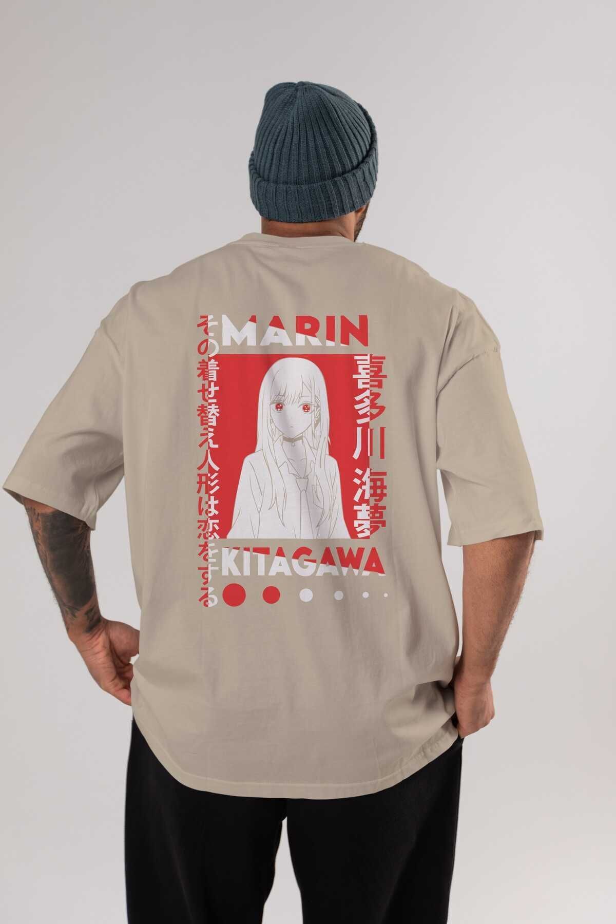 Marine KITAGAWA Anime Back Printed Beige Oversize T-shirt 100% Cotton Men Women