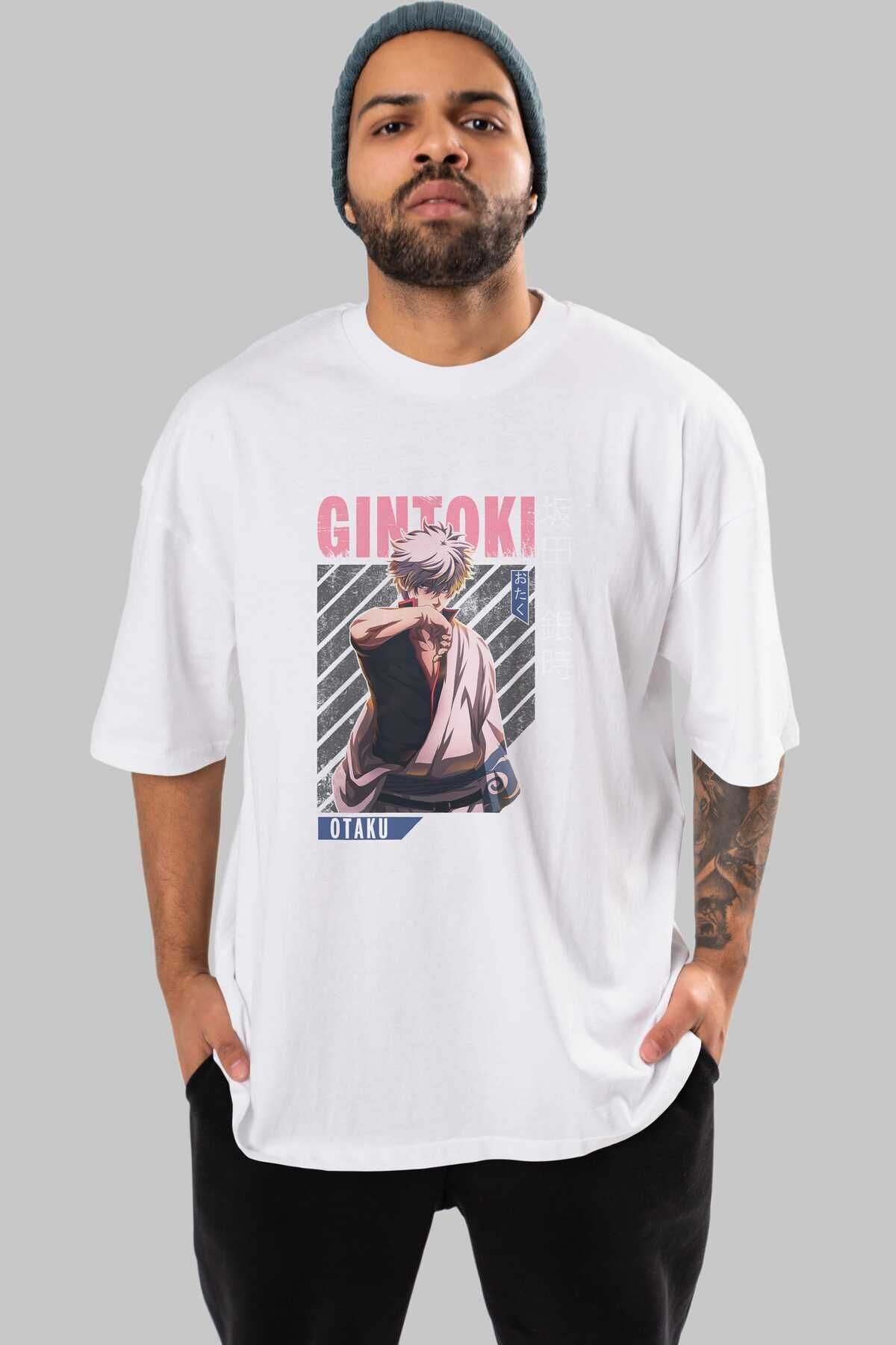 Gintoki Sakata Anime Preprinted White Oversize T-shirt Men Women
