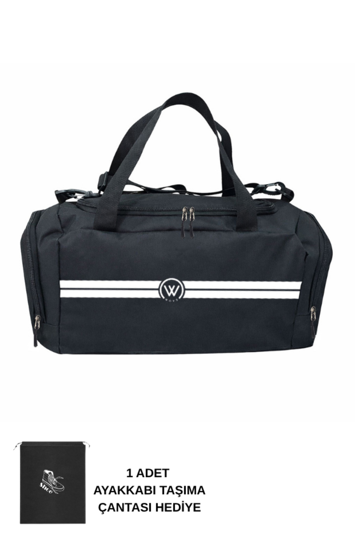 woys  Unisex Siyah Bölmeli Sporcu Çantası