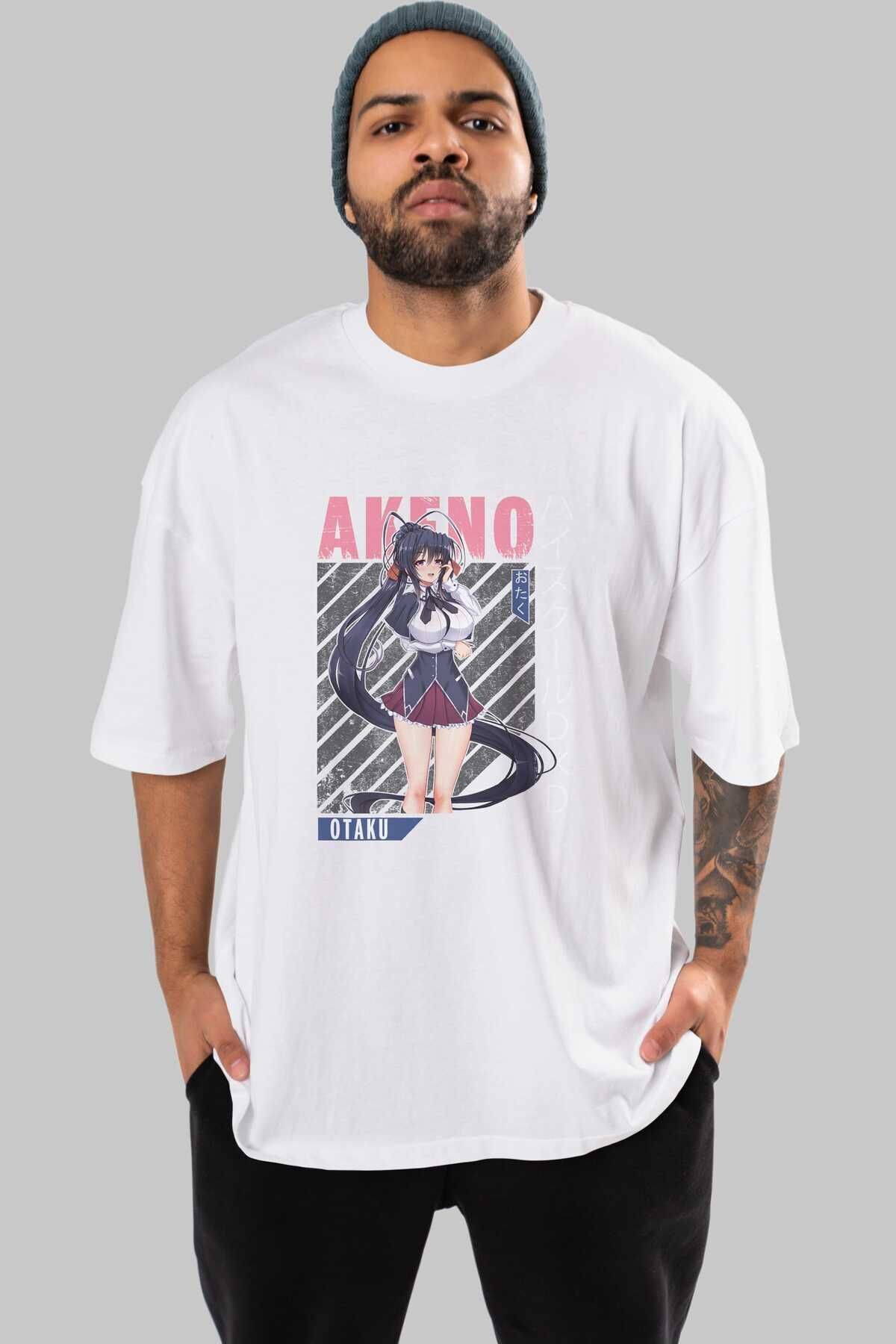 Akeno Himejima 4 Anime Preprinted White Oversize T-shirt Men Women