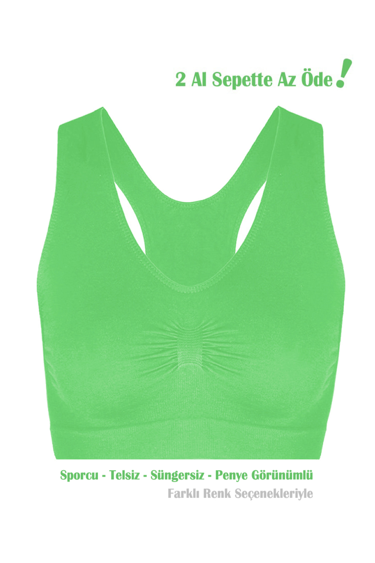 Women's Green No Pads Lycra Sports Bra Bustier - Wrap Up Bra