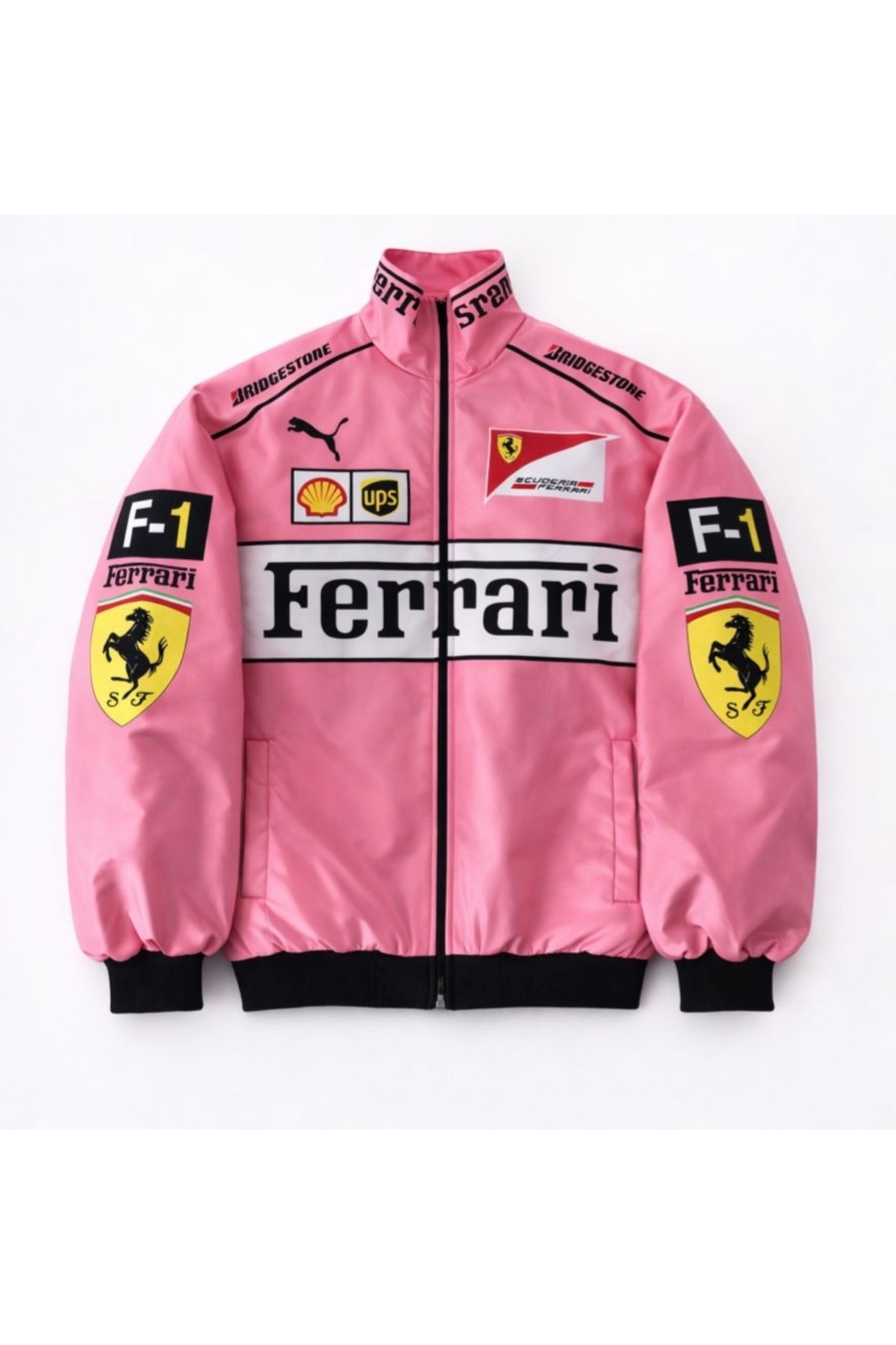 Alpoyra Pink Racing Y2K Unisex Bomber Ceket Retro Sport Oversize