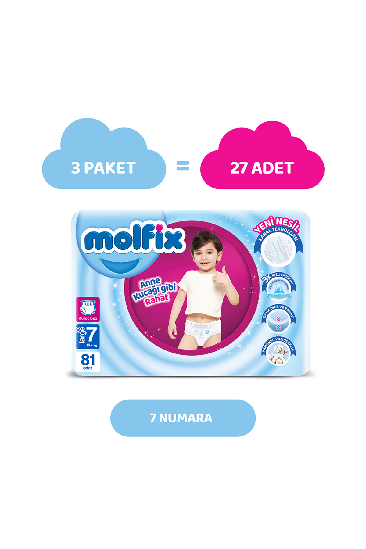 Molfix Pants Bebek Bezi 7 Beden XXL Aylık Fırsat Paketi 81 Adet fotoğrafı 2 (önizleme)