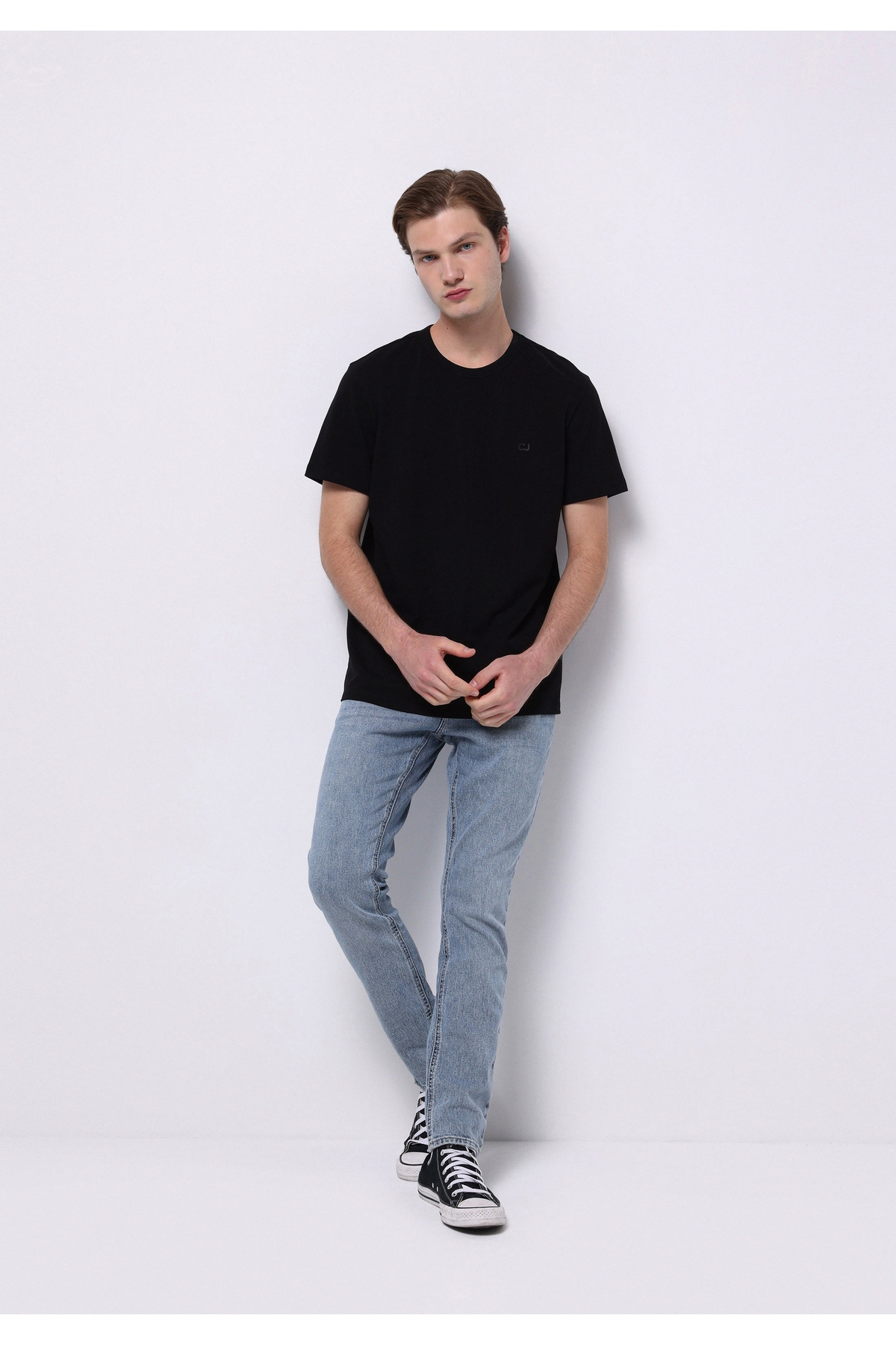 Straight Fit Erkek Light İndigo Denim Jean Fermuarlı Pantolon